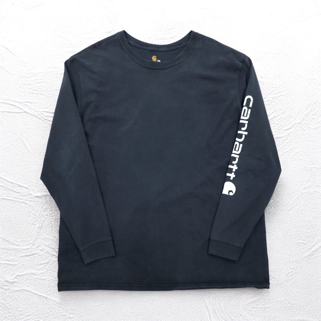 Carhartt Long Sleeve T-Shirt, 3XL, ORIGINAL FIT, Black, Cotton, Big Size