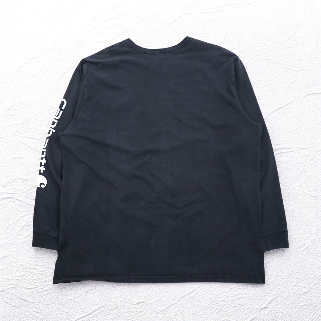 Carhartt Long Sleeve T-Shirt, 3XL, ORIGINAL FIT, Black, Cotton, Big Size