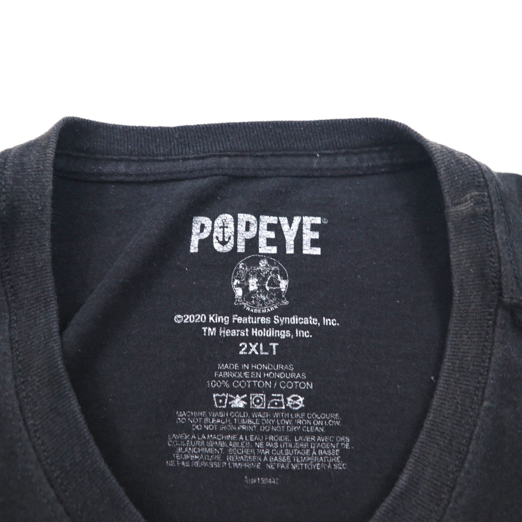 POPEYE Oversized T-Shirt, Size 2XL, Black, Character Cotton, Made in Honduras