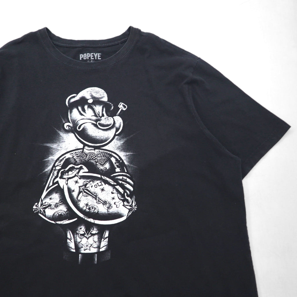 POPEYE Oversized T-Shirt, Size 2XL, Black, Character Cotton, Made in Honduras