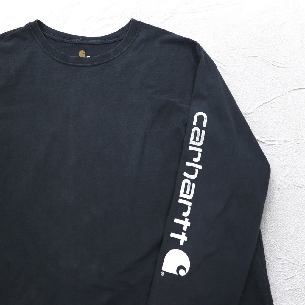 Carhartt Long Sleeve T-Shirt, 3XL, ORIGINAL FIT, Black, Cotton, Big Size