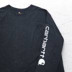 Carhartt Long Sleeve T-Shirt, 3XL, ORIGINAL FIT, Black, Cotton, Big Size