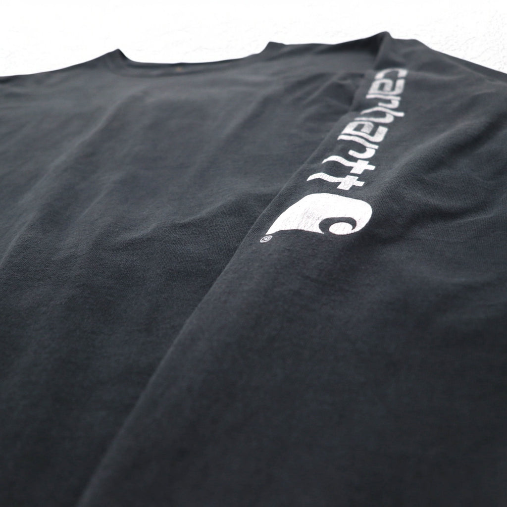Carhartt Long Sleeve T-Shirt, 3XL, ORIGINAL FIT, Black, Cotton, Big Size