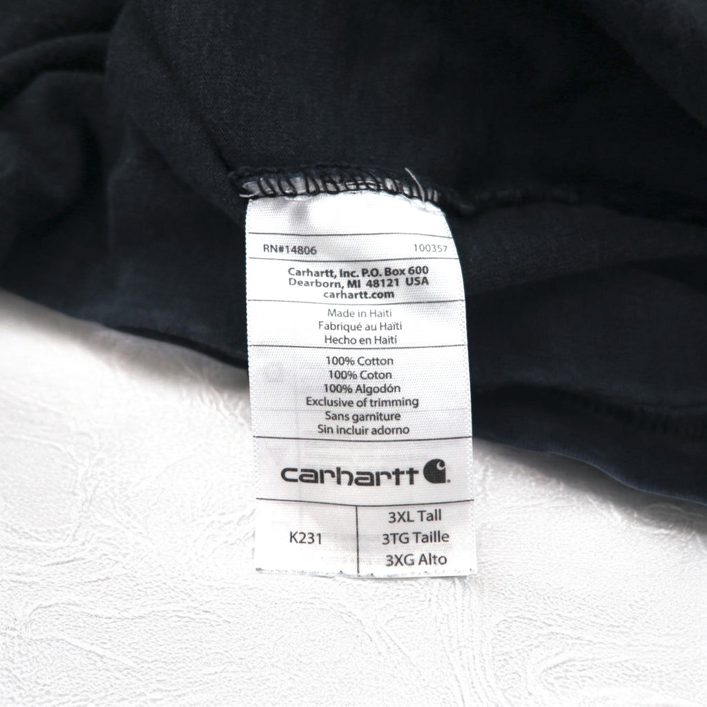 Carhartt Long Sleeve T-Shirt, 3XL, ORIGINAL FIT, Black, Cotton, Big Size