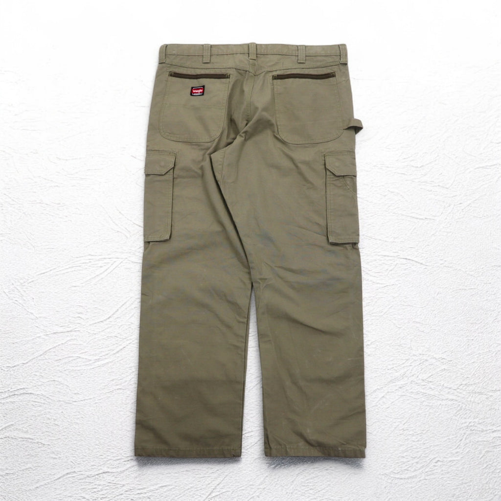 Wrangler WORKWEAR リップストップ カーゴパンツ XL カーキ コットン 10WMWR1BR