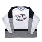 Champion 90s V-neck raglan sweatshirt, 4XL, grey, script logo, big size