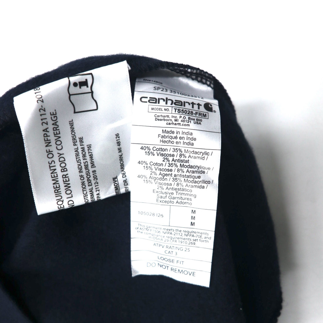 carhartt loose fit half zip sweatshirt M navy flame retardant cotton CAT3 Flame-Resistant Force Loose Fit Midweight Mock Neck Sweatshirt TS5028-FRM