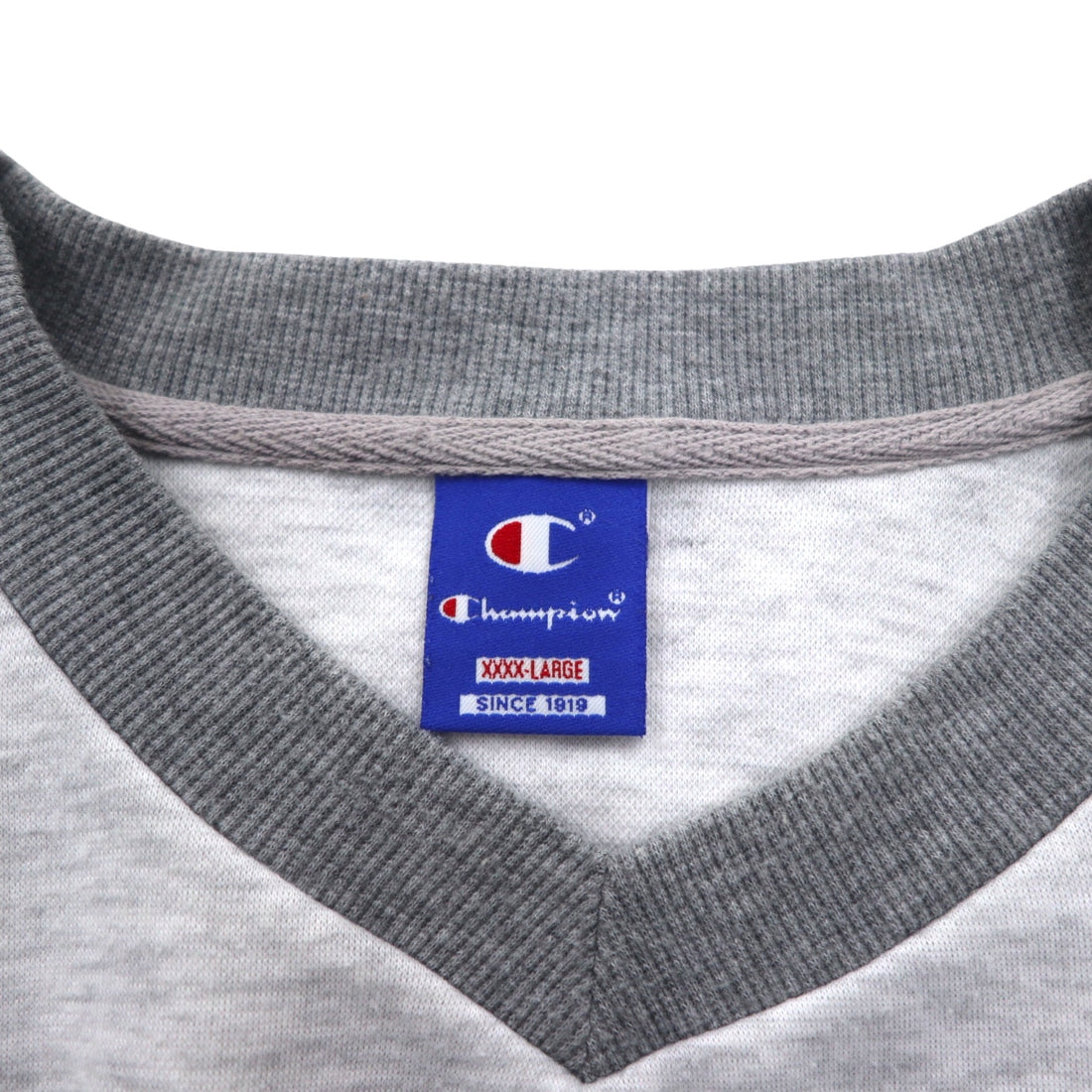 Champion 90s V-neck raglan sweatshirt, 4XL, grey, script logo, big size
