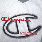 Champion 90s V-neck raglan sweatshirt, 4XL, grey, script logo, big size