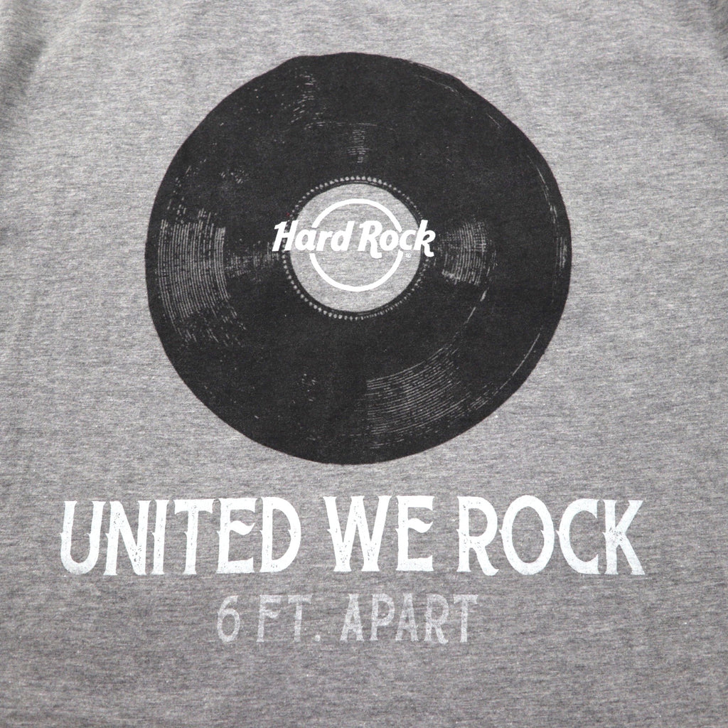 Hard Rock Cafe Record Print T-Shirt, Size L, Gray Cotton, UNITED WE ROCK