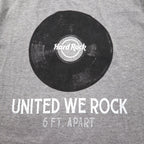 Hard Rock Cafe Record Print T-Shirt, Size L, Gray Cotton, UNITED WE ROCK