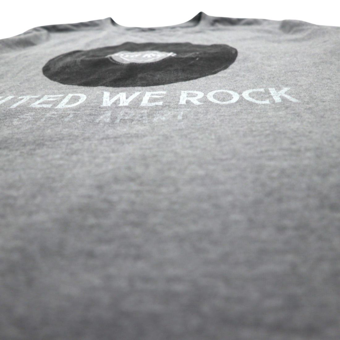 Hard Rock Cafe Record Print T-Shirt, Size L, Gray Cotton, UNITED WE ROCK