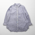 Polo Ralph Lauren ボタンダウン リネン シャツ XL ブルー 麻 ストライプ CLASSIC FIT EASY CARE ビッグサイズ