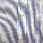 Polo Ralph Lauren ボタンダウン リネン シャツ XL ブルー 麻 ストライプ CLASSIC FIT EASY CARE ビッグサイズ
