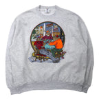 日本然リトテ-古着オンライン-JERZEES USA製 90年代 ARTWEAR プリント スウェット 2X グレー コットン 裏起毛 ビッグサイズ-Jerzees USA MADE 90's Artwear Print Sweatshirt 2X Gray Cotton BRUSHED LINING Big Size