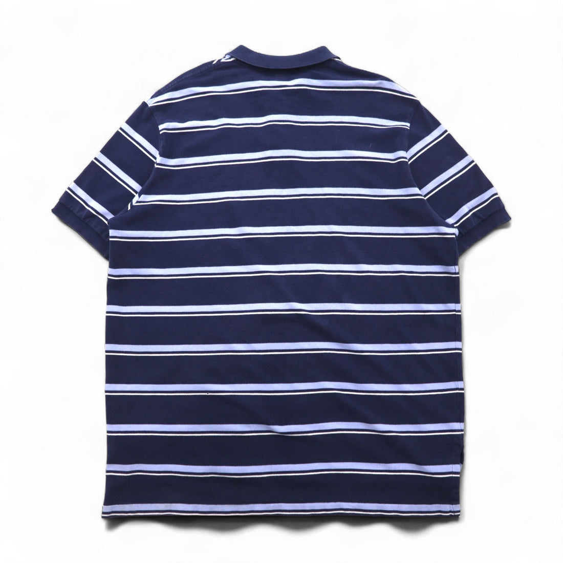 Polo by Ralph Lauren 90s Striped Polo Shirt, Size 2XL, Navy Blue Cotton, Pique with Small Pony Embroidery