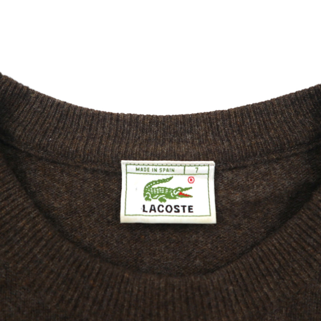 LACOSTE 80年代 スペイン製 クルーネック ニット セーター XL ブラウン ウール