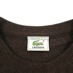 LACOSTE 80年代 スペイン製 クルーネック ニット セーター XL ブラウン ウール