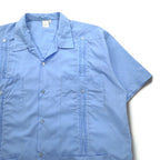 J.R.PALACIOS 80年代 オープンカラー キューバシャツ 開襟 ボックスシャツ 2XL ブルー ポリエステル コットン