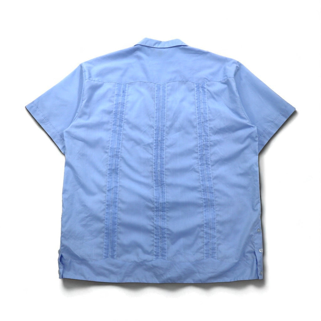 J.R.PALACIOS 80年代 オープンカラー キューバシャツ 開襟 ボックスシャツ 2XL ブルー ポリエステル コットン