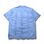 J.R.PALACIOS 80年代 オープンカラー キューバシャツ 開襟 ボックスシャツ 2XL ブルー ポリエステル コットン