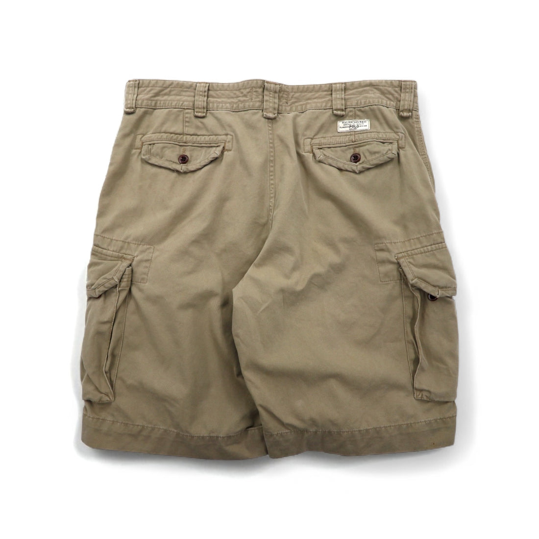 Polo by Ralph Lauren 90s Polo Chino Baggy Short Cargo Pants, Size XL, Beige Cotton, Below the Knee