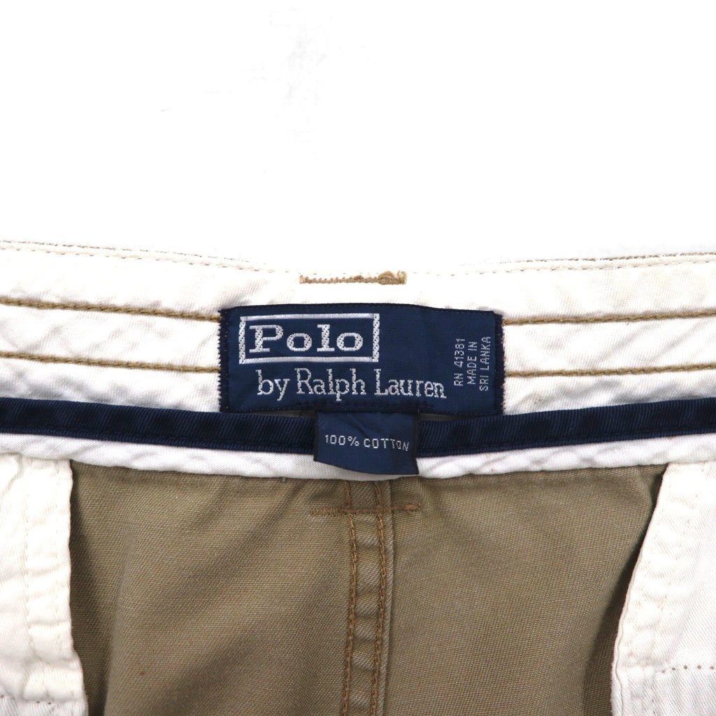 Polo by Ralph Lauren 90s Polo Chino Baggy Short Cargo Pants, Size XL, Beige Cotton, Below the Knee