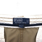 Polo by Ralph Lauren 90s Polo Chino Baggy Short Cargo Pants, Size XL, Beige Cotton, Below the Knee