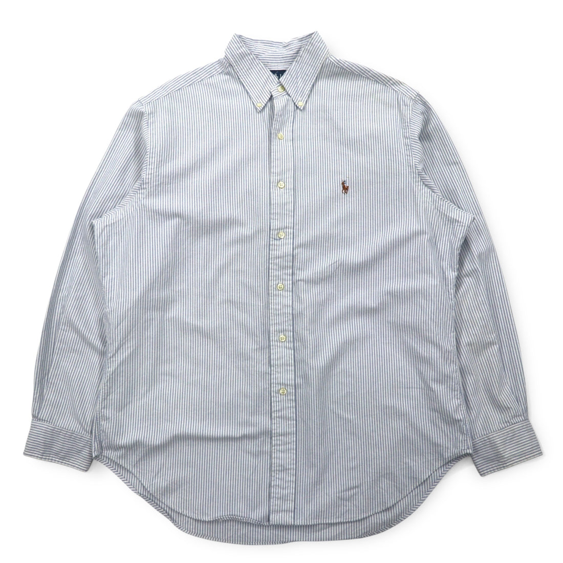 Ralph Lauren 90s Classic Fit Oxford Button Down Shirt XL Blue White Stripes Small Pony Embroidery