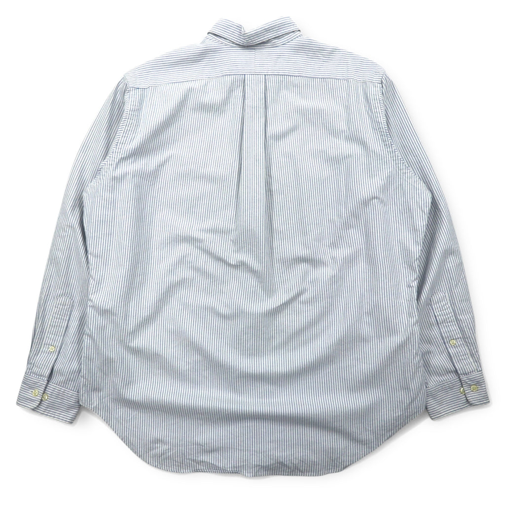 Ralph Lauren 90s Classic Fit Oxford Button Down Shirt XL Blue White Stripes Small Pony Embroidery