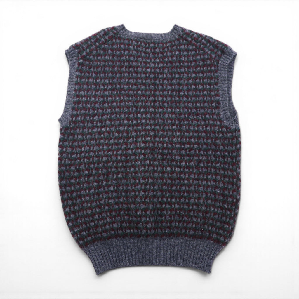 Woolrich 1980s British-made V-neck wide knit vest, size XL, grey wool