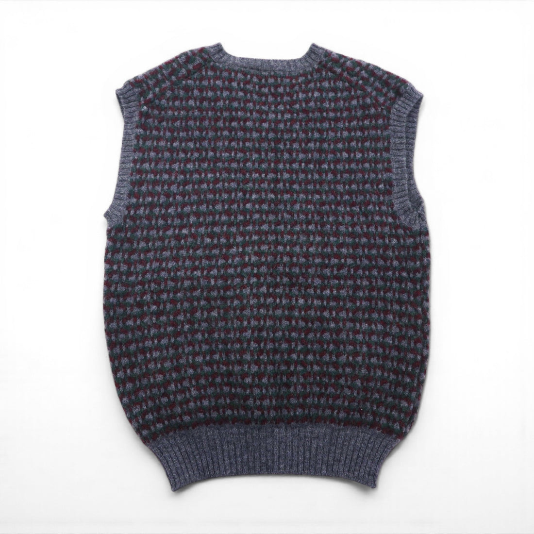 Woolrich 1980s British-made V-neck wide knit vest, size XL, grey wool