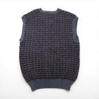 Woolrich 1980s British-made V-neck wide knit vest, size XL, grey wool