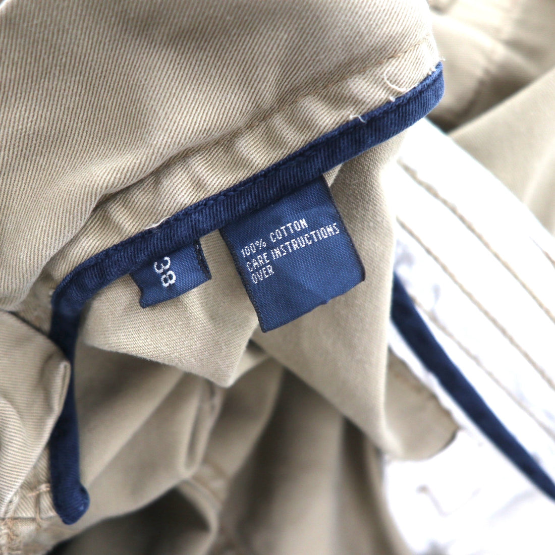 Polo by Ralph Lauren 90s Polo Chino Baggy Short Cargo Pants, Size XL, Beige Cotton, Below the Knee