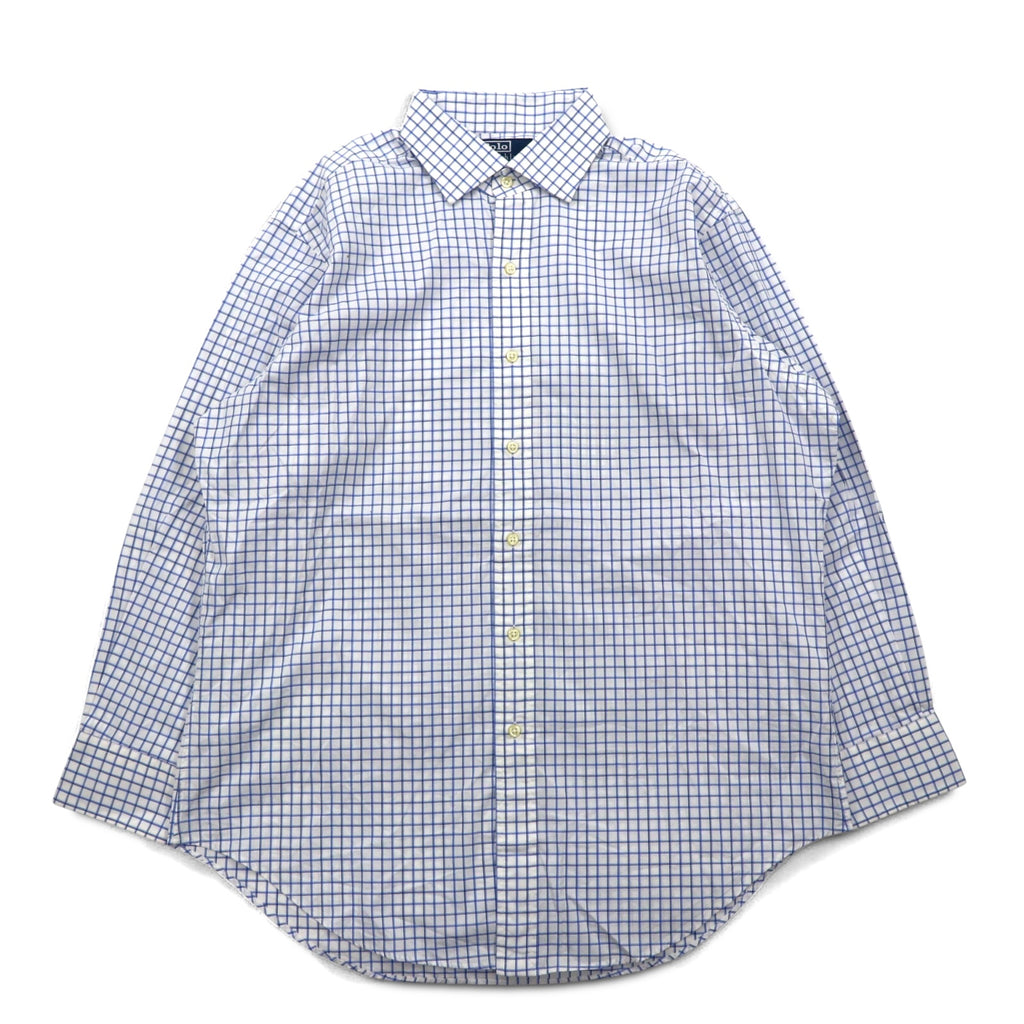 Polo by Ralph Lauren 90s REGENT Dress Shirt L White Blue Check Classic Fit