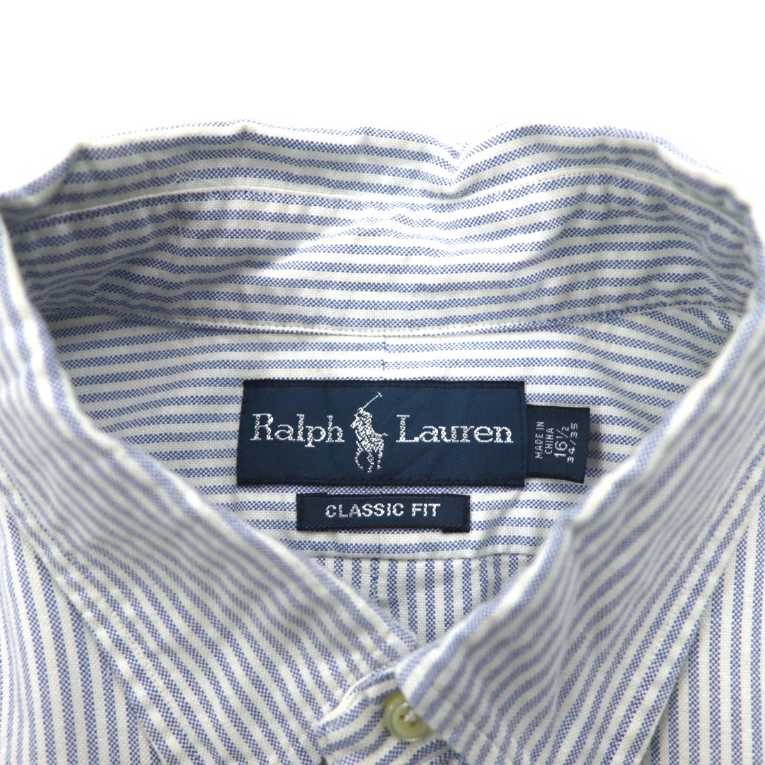 Ralph Lauren 90s Classic Fit Oxford Button Down Shirt XL Blue White Stripes Small Pony Embroidery