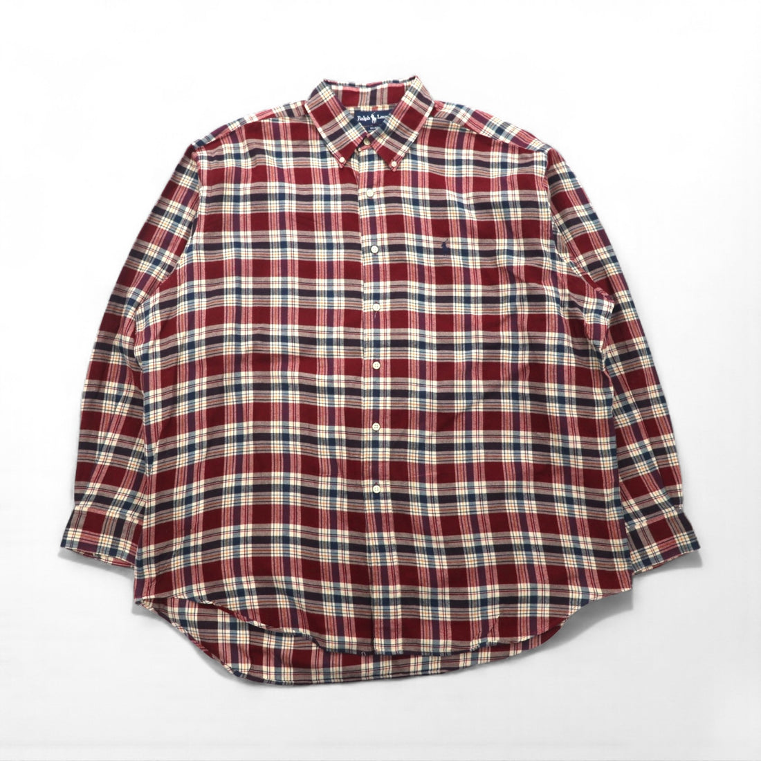 Ralph Lauren 90年代 ボタンダウン フランネルシャツ XL レッド BLAIRE チェック スモールポニー刺繡