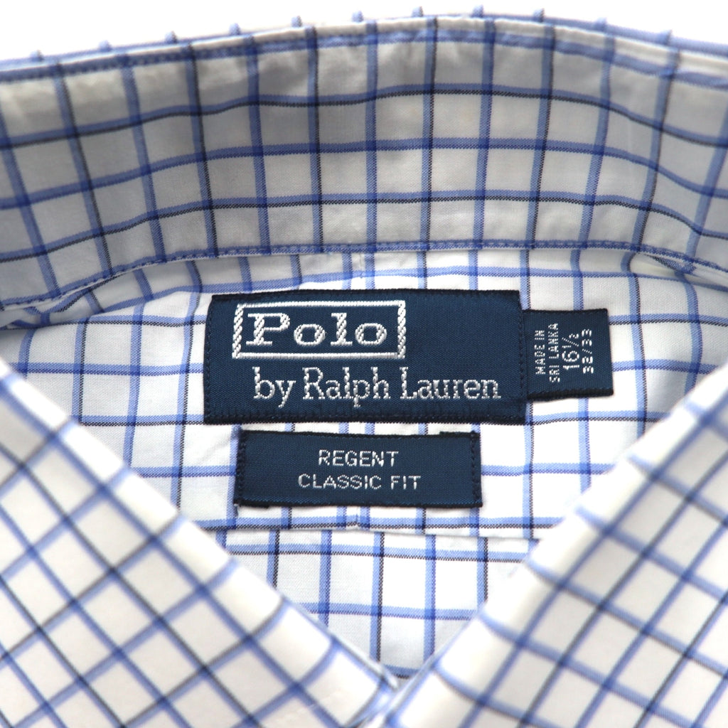 Polo by Ralph Lauren 90s REGENT Dress Shirt L White Blue Check Classic Fit