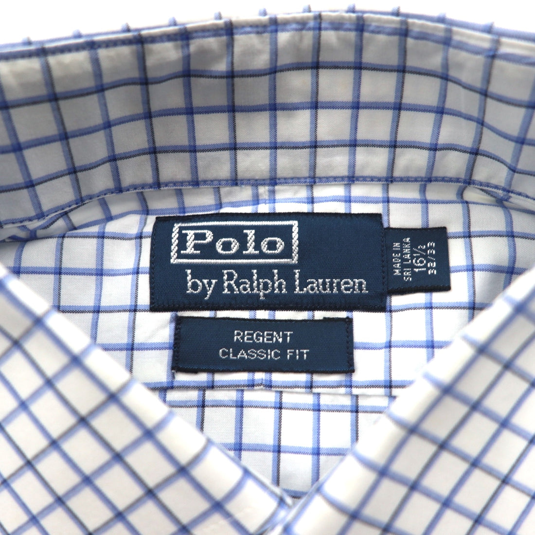 Polo by Ralph Lauren 90s REGENT Dress Shirt L White Blue Check Classic Fit