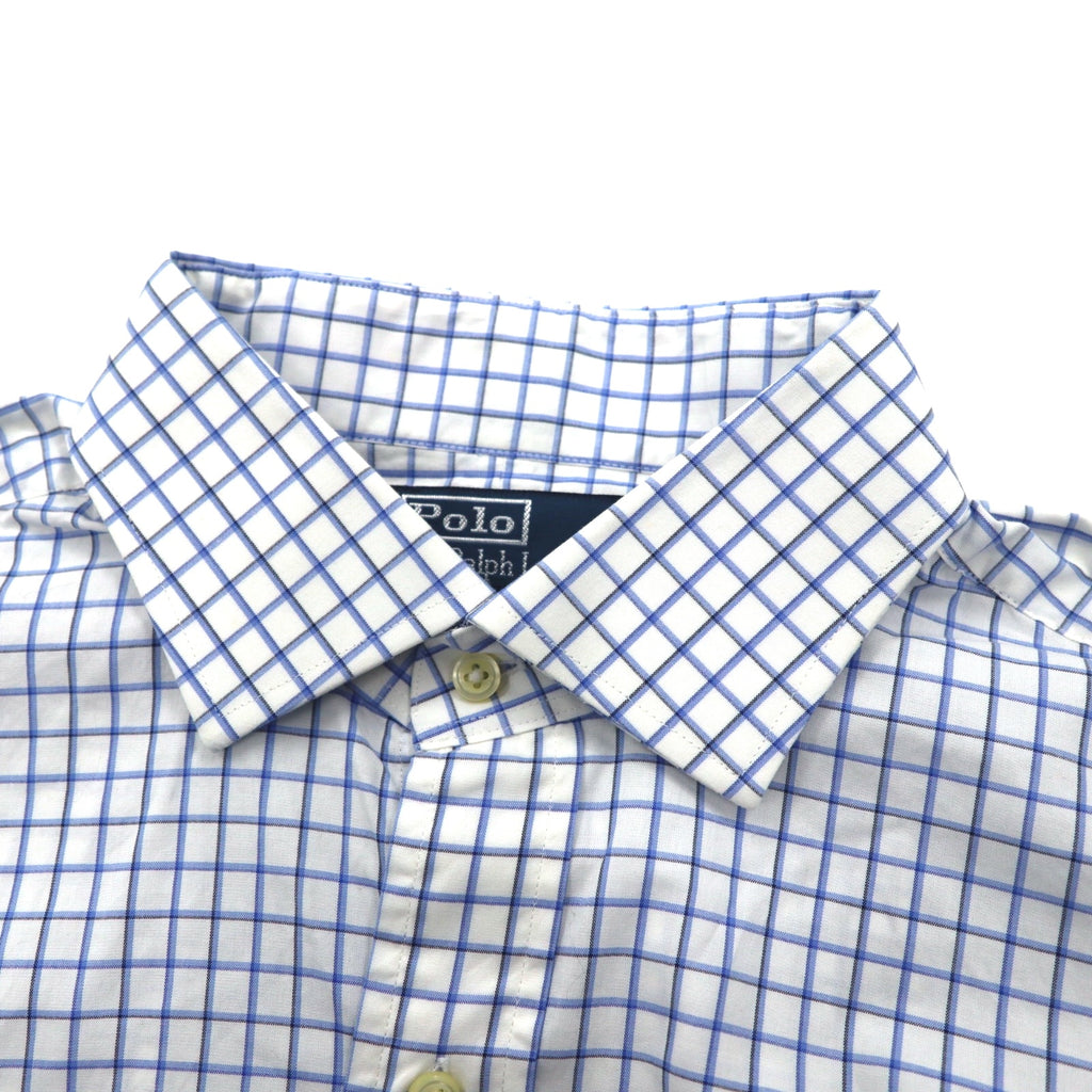 Polo by Ralph Lauren 90s REGENT Dress Shirt L White Blue Check Classic Fit