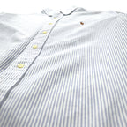 Ralph Lauren 90s Classic Fit Oxford Button Down Shirt XL Blue White Stripes Small Pony Embroidery