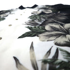 Pierre Cardin Aloha Shirt, XL, Black, White, Rayon, Hibiscus, Botanical