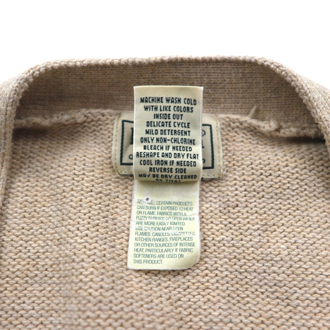 L.L.Bean 90年代 ニット カーディガン 2XL ベージュ コットン Vネック KU39