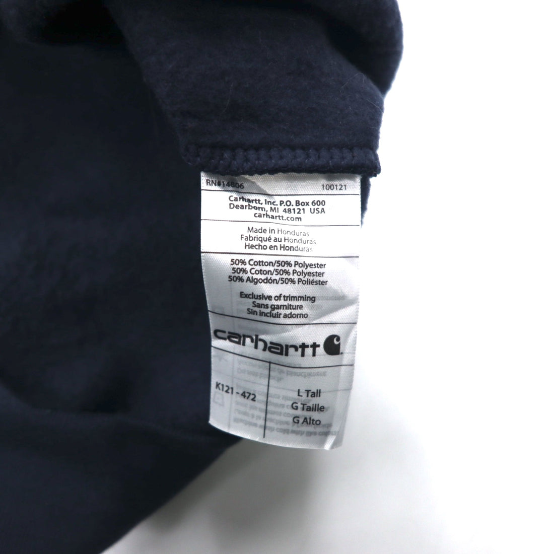 carhartt pullover hoodie L navy cotton fleece lining MIDWEIGHT PO HOODIE K121-472