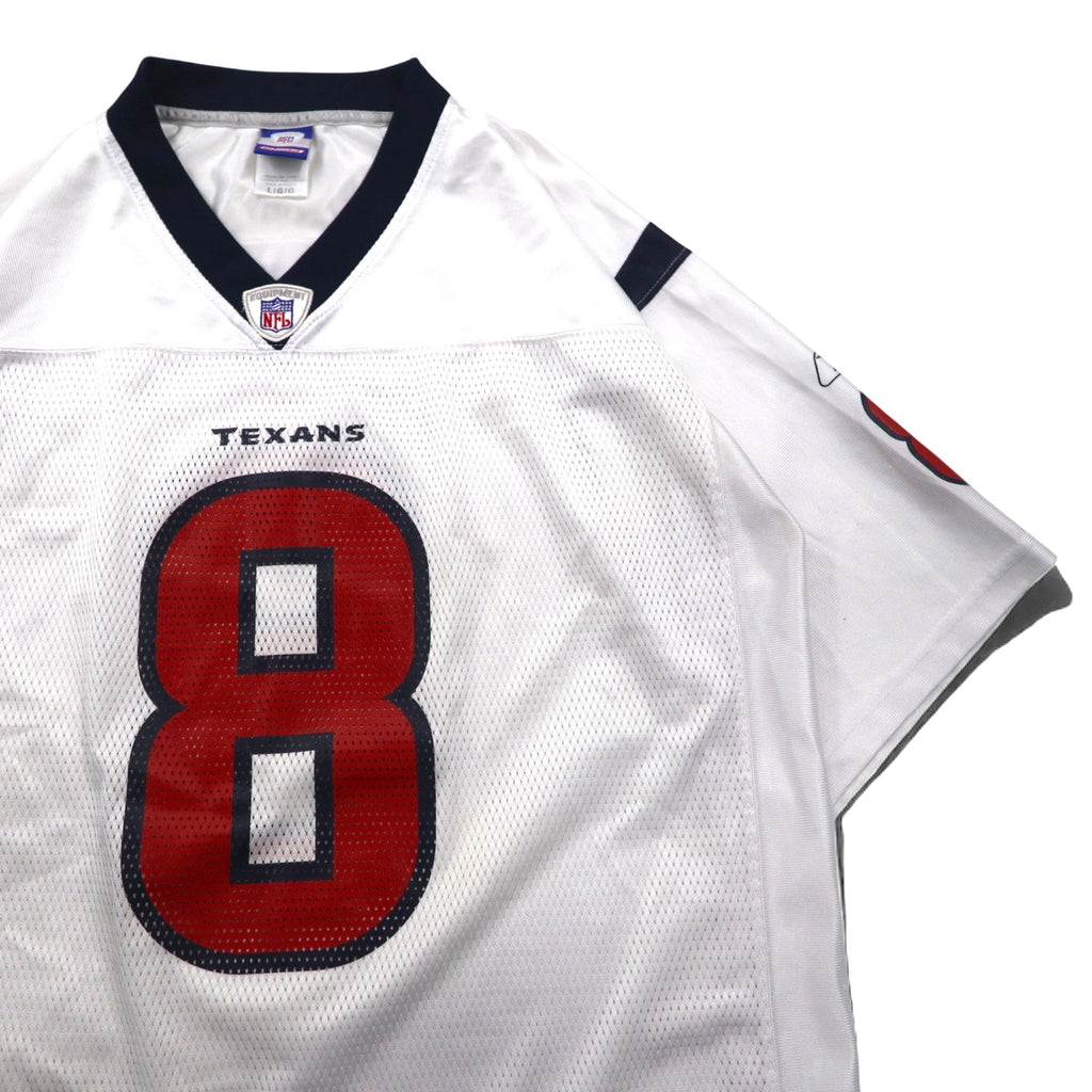 Reebok Game Shirt, Size L, White, Polyester Mesh, Numbering, NFL, TEXANS