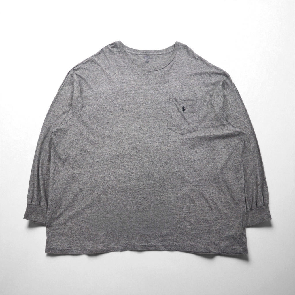 Polo Ralph Lauren ビッグサイズ 長袖Tシャツ ロンT 4XL グレー 胸ポケット スモールポニー刺繡