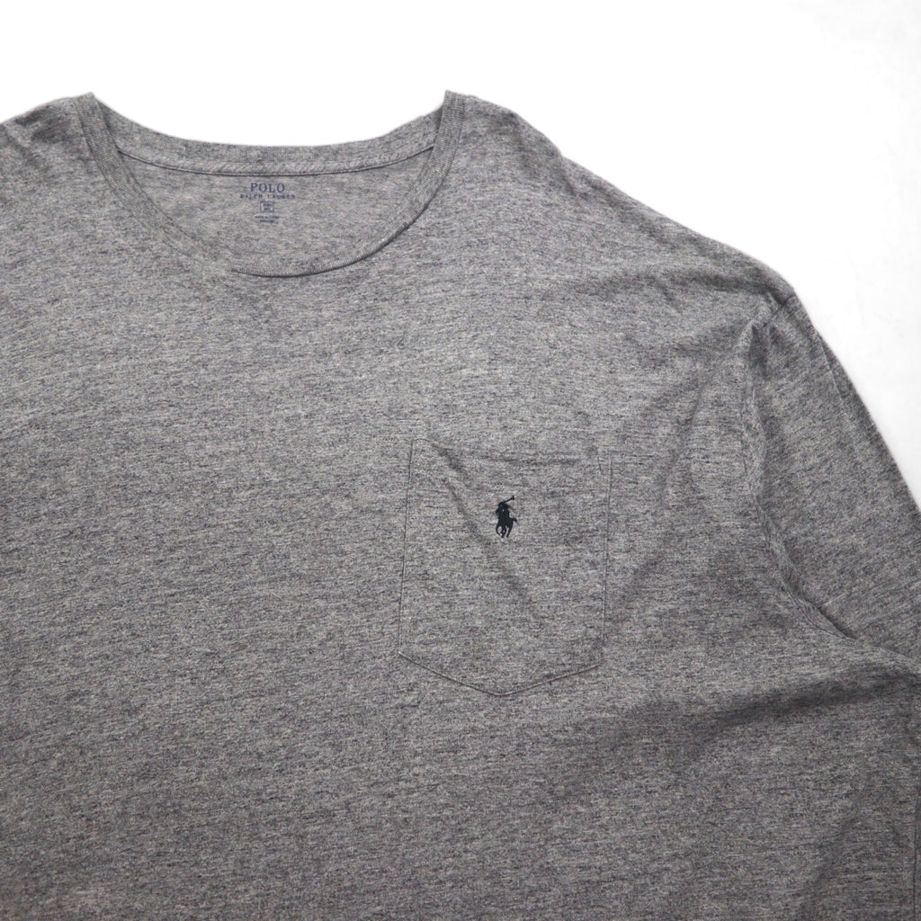 Polo Ralph Lauren ビッグサイズ 長袖Tシャツ ロンT 4XL グレー 胸ポケット スモールポニー刺繡