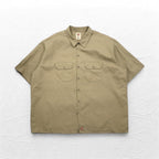 Dickies Short Sleeve Chino Work Shirt, 3XL, Beige, Chest Pocket, Oversized, Made in Honduras