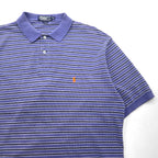 Polo by Ralph Lauren 90s Striped Polo Shirt, XL, Blue Cotton, Pique, Small Pony Embroidery