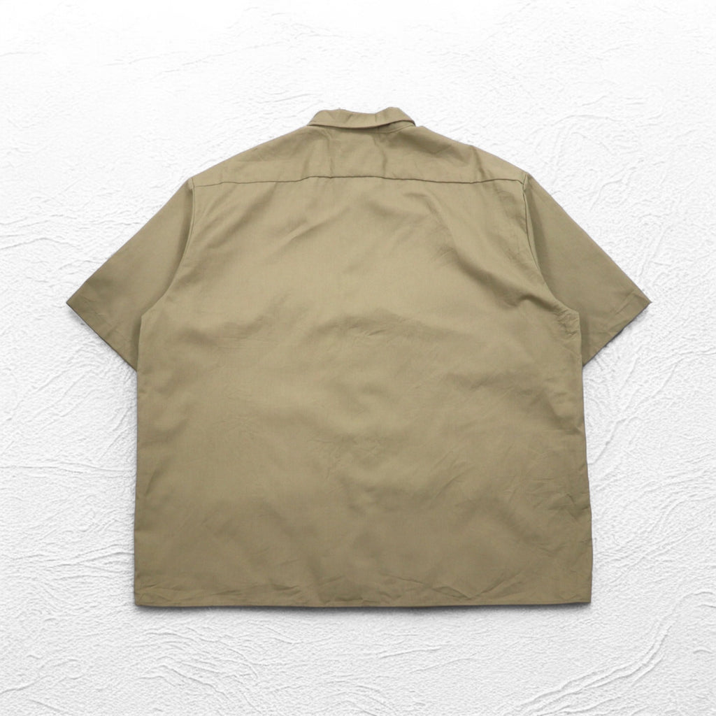 Dickies Short Sleeve Chino Work Shirt, 3XL, Beige, Chest Pocket, Oversized, Made in Honduras